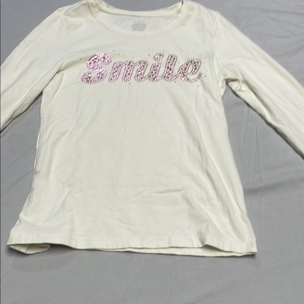 Faded Glory White and Pink Long Sleeve Tees